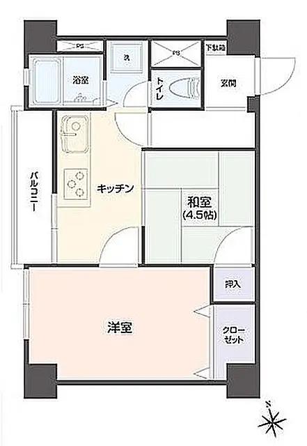市川すがの(2DK/7階)の間取り写真