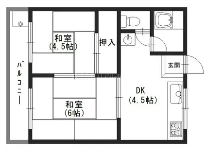 ハイツ西柿(2DK/2階)の間取り写真