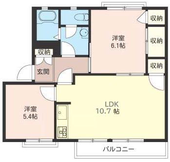 サンハイツ湘南(2LDK/2階)の間取り写真