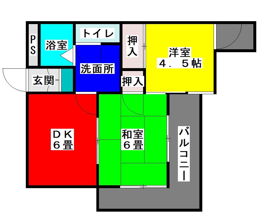 ストーク U(2DK/3階)の間取り写真