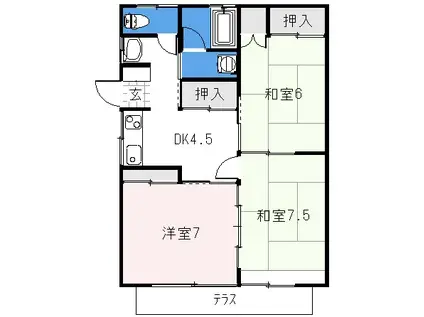 後藤ハイツII(3DK/1階)の間取り写真