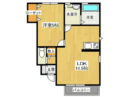 ヴェ・フォーレ(1LDK/1階)の間取り写真