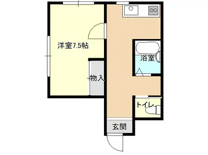 アーバンハイツ本町(1K/2階)の間取り写真