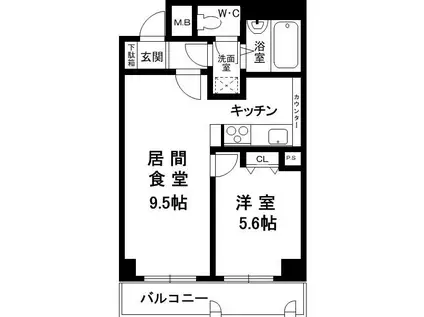 六甲道シティハウス(1LDK/5階)の間取り写真