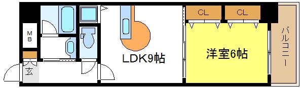 佐々木ビル(1LDK/6階)の間取り写真