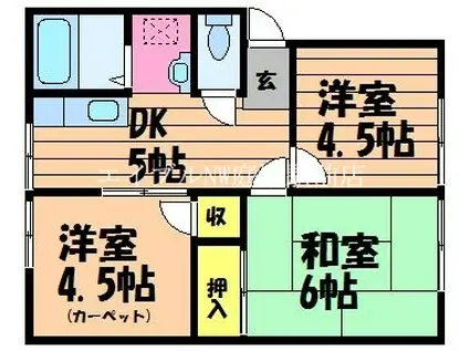 メゾンセンチュリーB棟(3DK/2階)の間取り写真