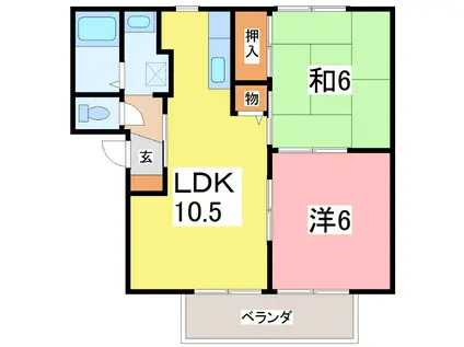 メゾンT&T(2LDK/1階)の間取り写真