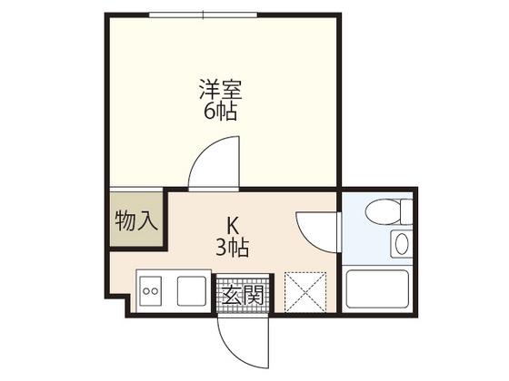 ジョイフル河原町(1K/2階)の間取り写真