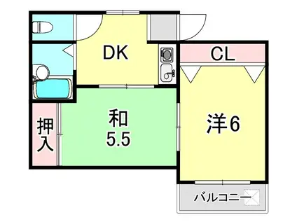 OJIパークハイム(2DK/1階)の間取り写真