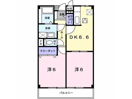シャーデンプラザ(2DK/1階)の間取り写真
