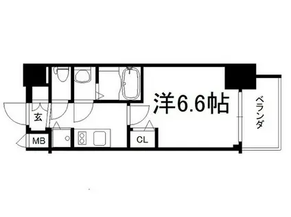 ララプレイス梅田西イルミナーレ(1K/2階)の間取り写真