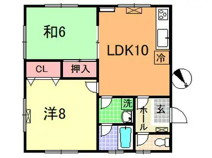 松緑ハイツ(2LDK/2階)の間取り写真