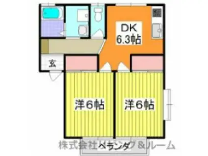 ハイカムール芦崎(2DK/2階)の間取り写真