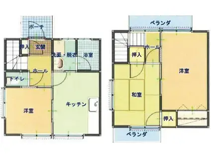 大栄コーポ B(3DK/2階)の間取り写真