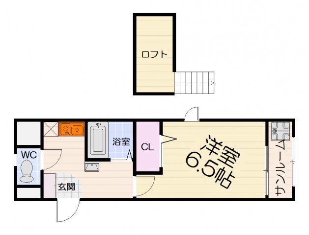 FKビル(1K/5階)の間取り写真