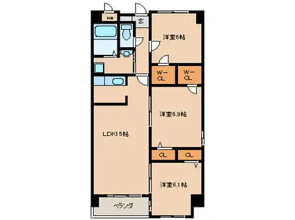 QM壱番館(3LDK/4階)の間取り写真