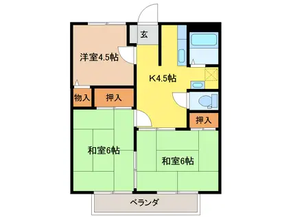 木村スカイハイツD棟(3K/1階)の間取り写真