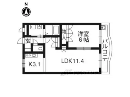ルミナスハイムⅣ(1LDK/2階)の間取り写真