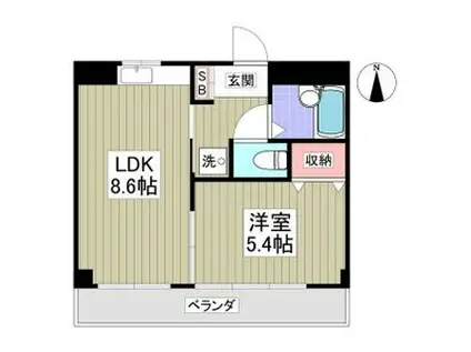 竹林マンションII(1LDK/1階)の間取り写真