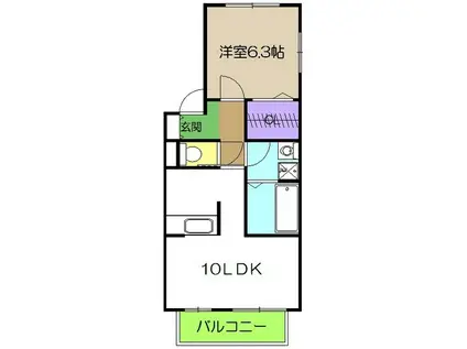 サニーコートA(1LDK/2階)の間取り写真
