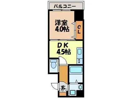 FUTURE若葉町(1DK/4階)の間取り写真