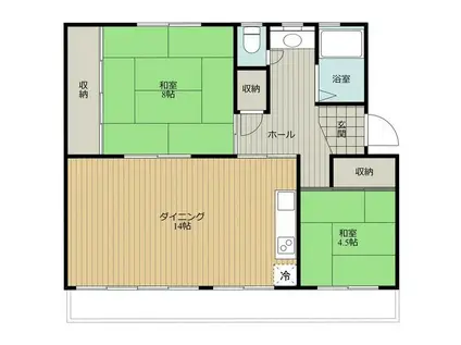 コーポ布野III(2LDK/1階)の間取り写真