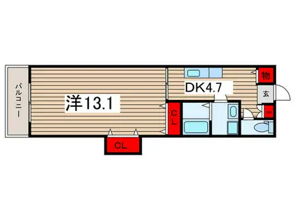 MKY402(1DK/2階)の間取り写真