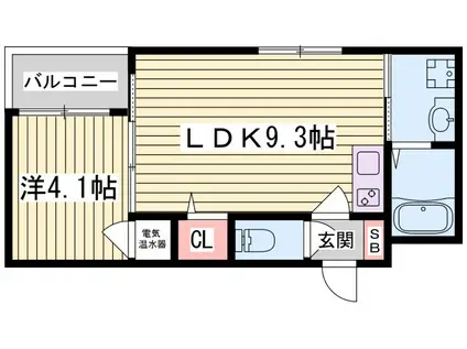 サントークII(1LDK/3階)の間取り写真