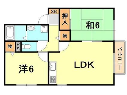 オーク東須磨(2LDK/2階)の間取り写真