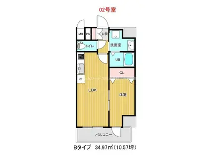 ふぁみゆ住吉大社(1LDK/9階)の間取り写真