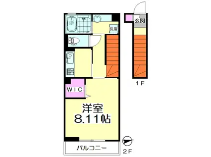 東武伊勢崎線 梅島駅 徒歩4分 2階建 築8年(1K/2階)の間取り写真