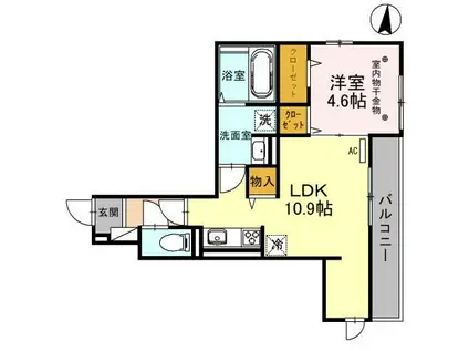 D-ROOM羅漢町(1LDK/2階)の間取り写真