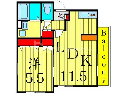 MAISON TSUBASA(1LDK/1階)の間取り写真