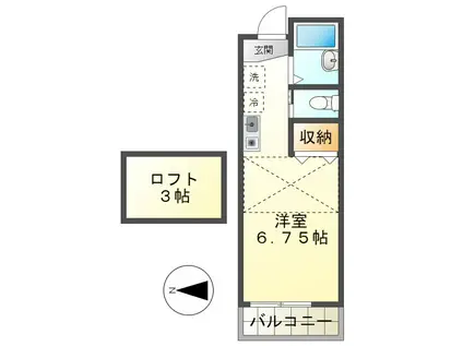 パピエ大和田(ワンルーム/2階)の間取り写真