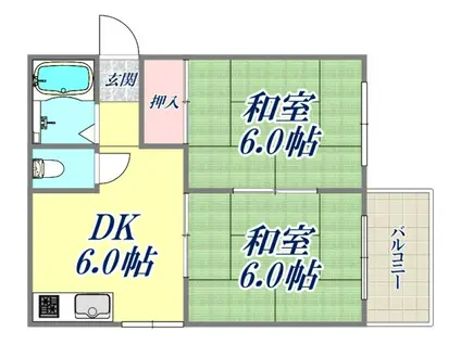 セイゴハイツ(2DK/2階)の間取り写真