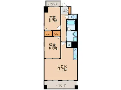 MAPLE ANEST SHINSAKAE(2LDK/3階)の間取り写真