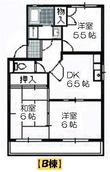アペックス B(3DK/1階)の間取り写真