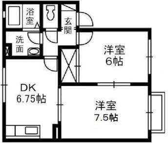 バンビーノC棟(2DK/2階)の間取り写真