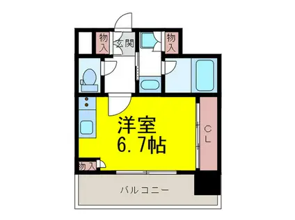 ヴィラージュ高宮ストリート(ワンルーム/4階)の間取り写真