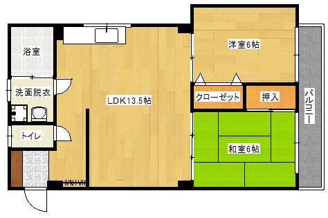 東雲ビル(2LDK/1階)の間取り写真
