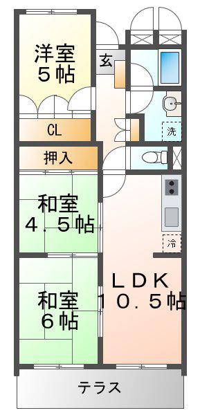グリーン北塩屋(3LDK/2階)の間取り写真