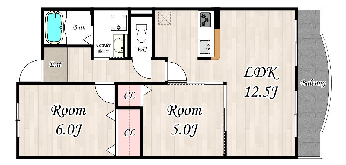 SAKURAZUKA MANSION(2LDK/3階)の間取り写真