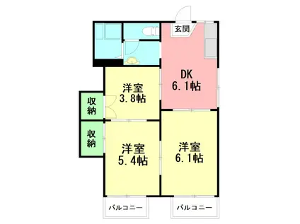 コーポ小沢(3DK/1階)の間取り写真
