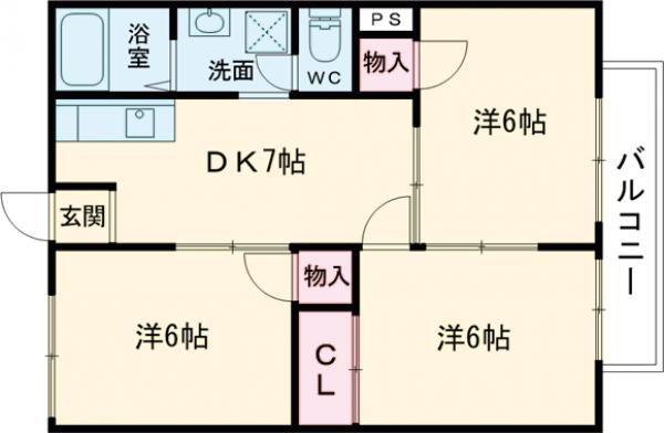 ハイツフォレスト(3DK/1階)の間取り写真