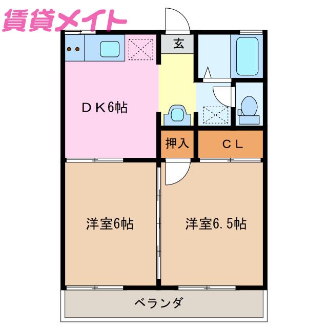 メゾン ド さくら(2K/2階)の間取り写真
