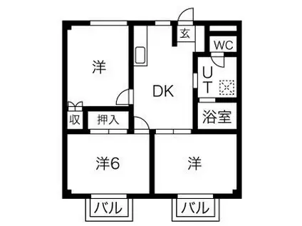 アンティークハイツ(3DK/2階)の間取り写真