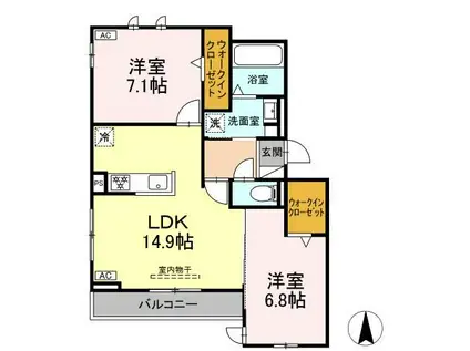 D-AVANCE柱I(2LDK/2階)の間取り写真