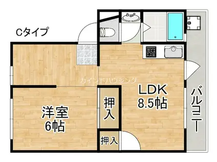 アウラベッラ 清風荘(1LDK/1階)の間取り写真