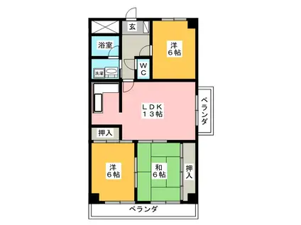 スクエア25(3LDK/1階)の間取り写真