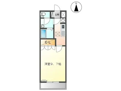 LA・TOUR(1K/1階)の間取り写真